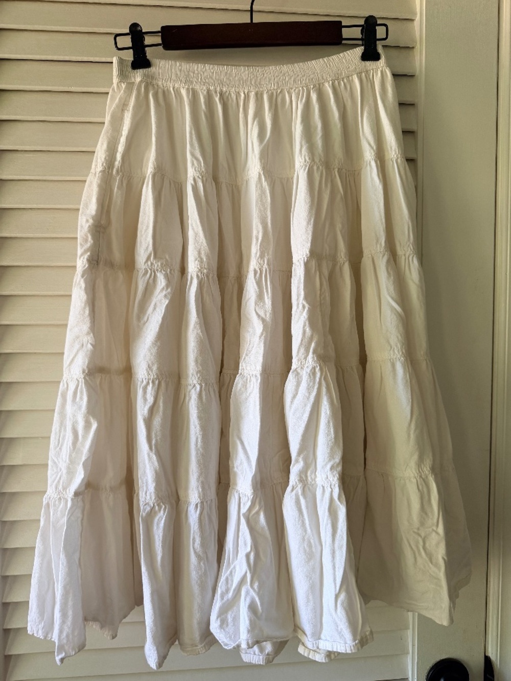 Free People White Tiered Maxi Skirt Boho Festival Hippie Small